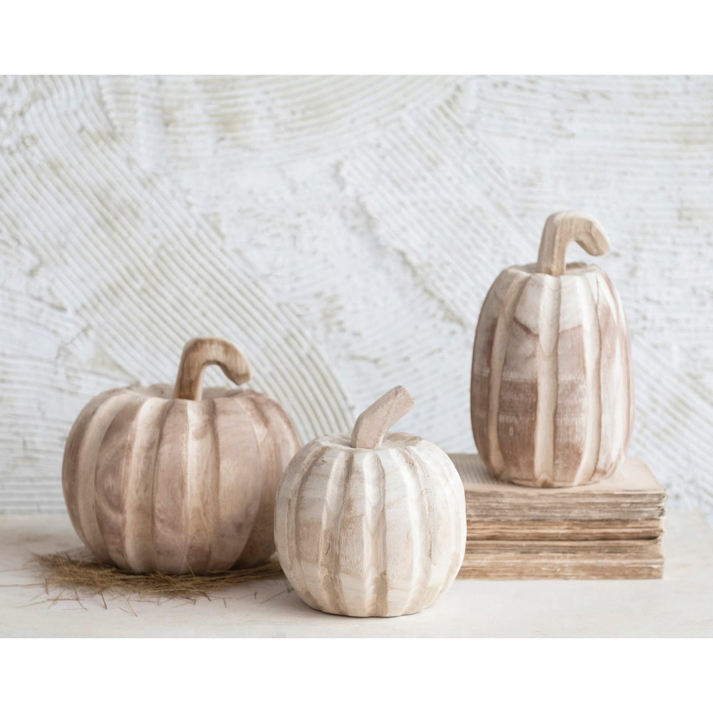 Creative Co-Op Hand-Carved Paulownia Wood Pumpkin
