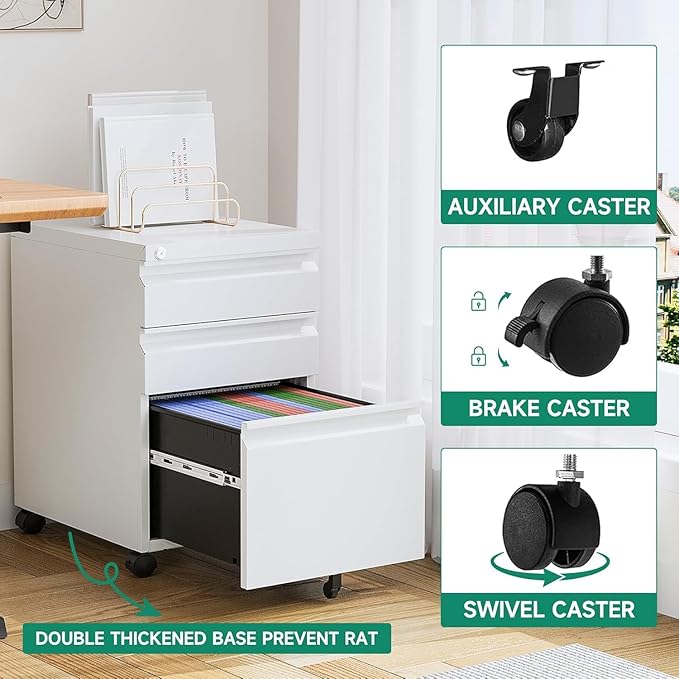 Letaya 3 Drawer Mobile File Cabinet