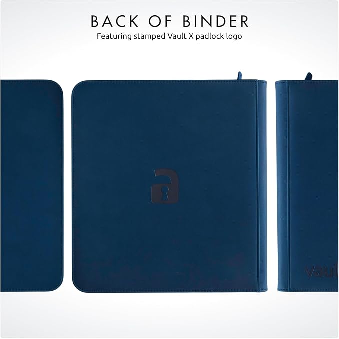 Vault X 12 Pocket Zip Binder, 480 Cards, Exo-Tec Material, 20 Side-Loading Pages (Blue)