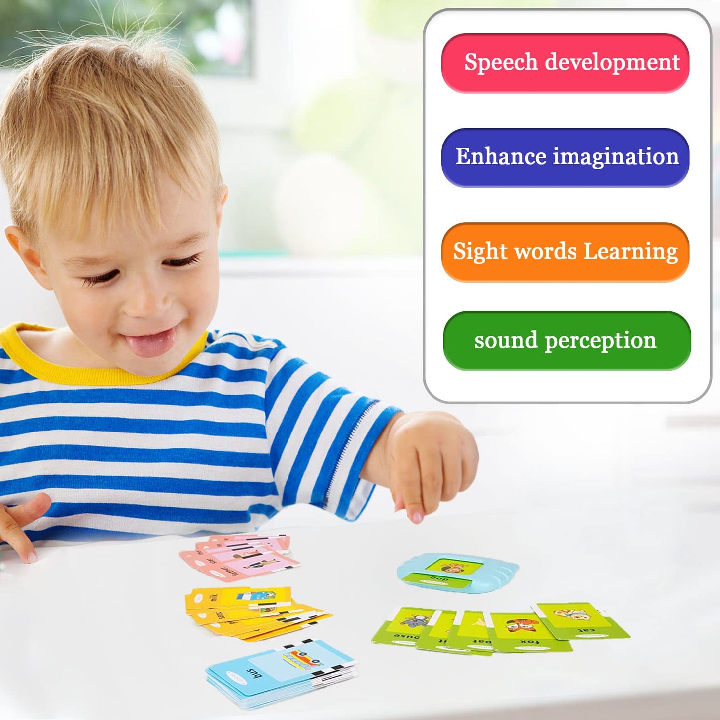 Startcan Toddler Learning Toys for 2 3 4 5 Year Old Girls, Autism Sensory Toys for Autistic Children, Speech Therapy Toys, 112 Cards - 224 Sight Words Talking Flash Cards