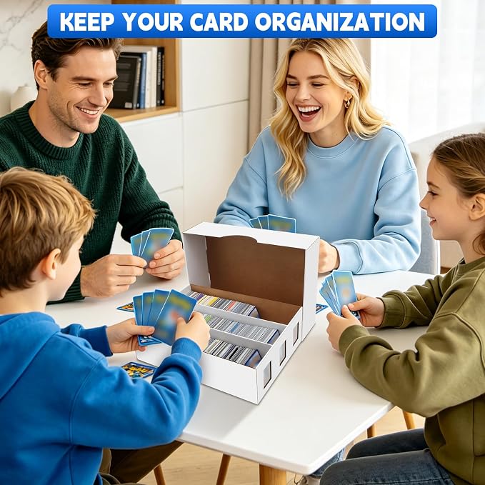 8 Pack Trading Card Storage Box, 18800+ Count Card Storage Box with 48 Card Divider White Sports Card Storage Box Cardboard Card Organizer Box Bulk Card Case Trading Card Box for Sport Basketball Card