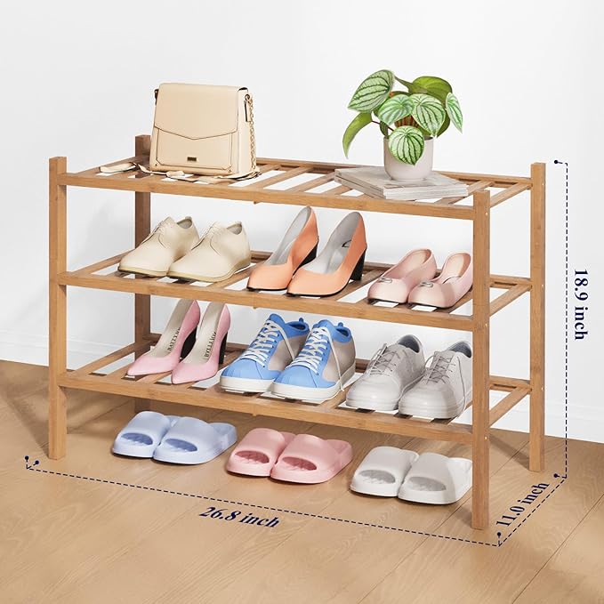 Kitsure Bamboo Wooden Shoe Rack