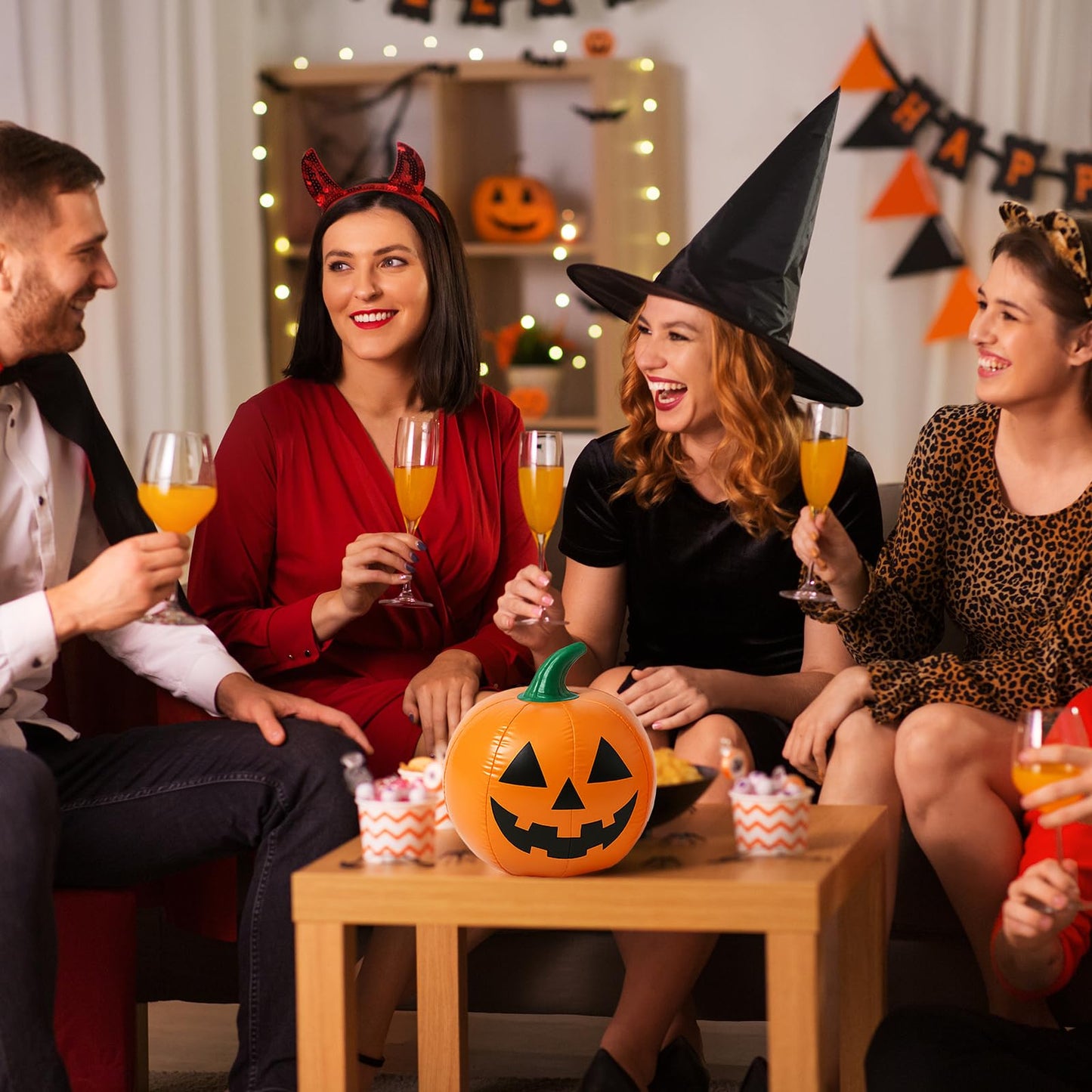 Vertintong 12 Pcs Halloween Pumpkin Beach Balls Inflatable Decorations 14 Inches Plastic Jack O Lantern Party Decoration Inflatable for Halloween Yard, Garden, and Lawn