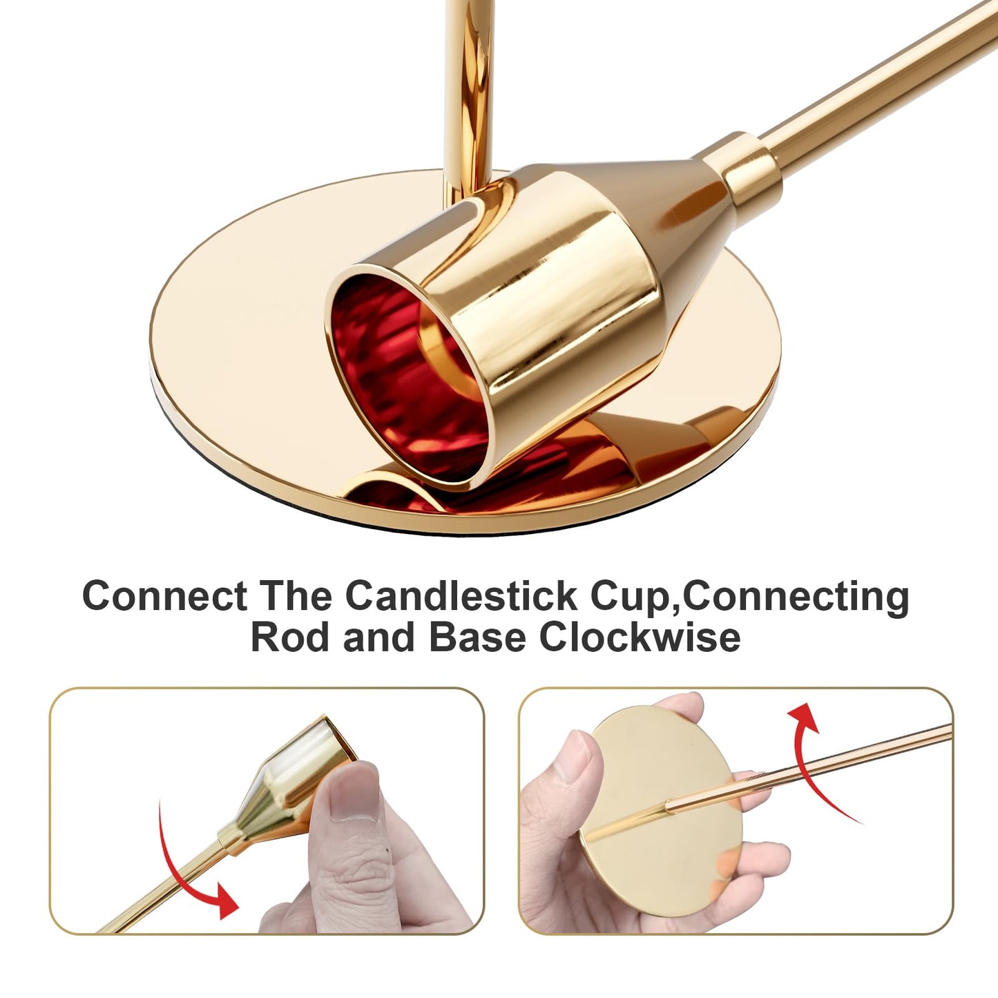 NLBTW Gold Taper Candle Holders, Set of 3 Metal Candlestick Holders for Candle Sticks Holder Decor, Ideal for Mantle Table Centerpiece, Weddings, Dining, Housewarming Gift & Anniversaries