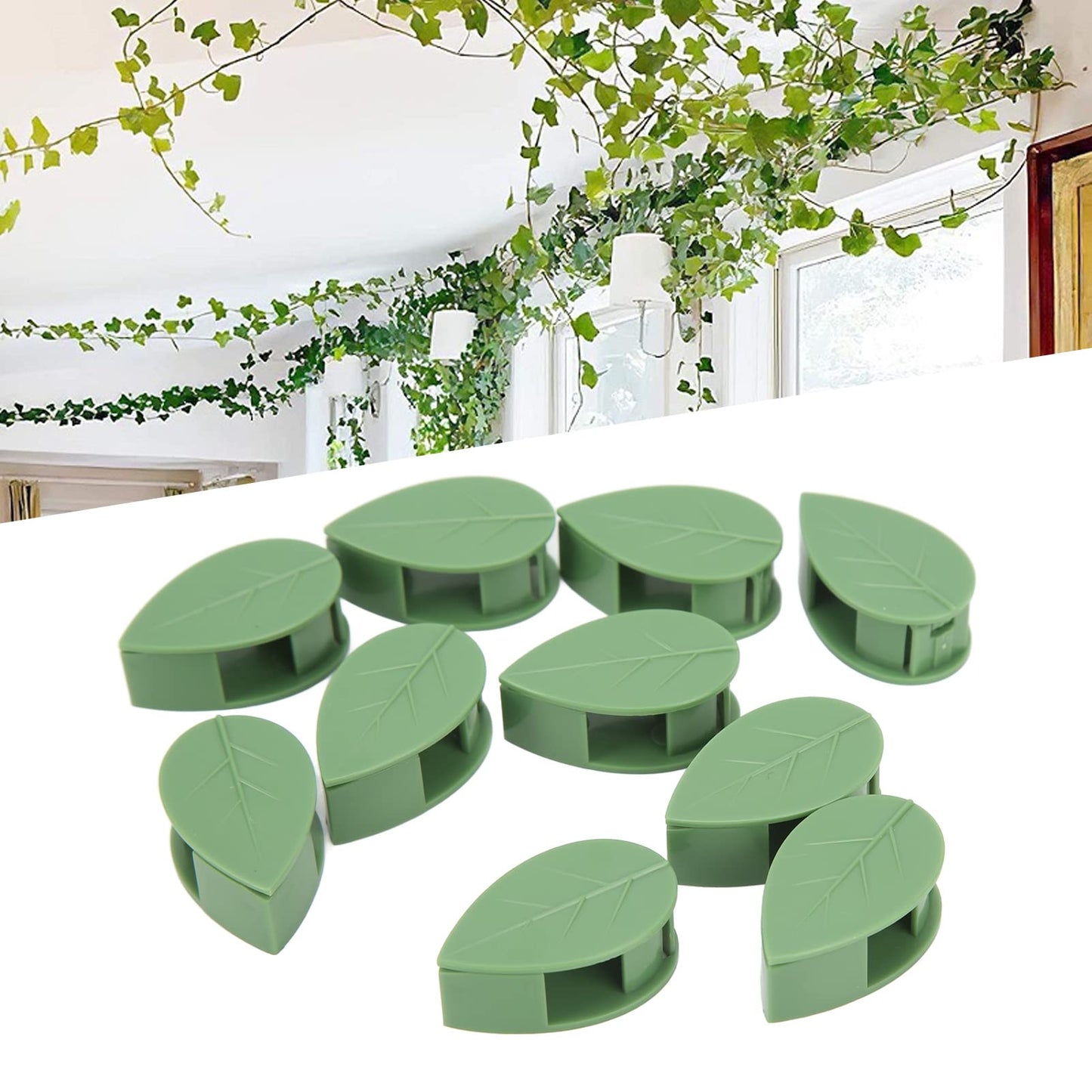 100 Pcs Plant Climbing Wall Fixture Clips Self Adhesive Hook Wall Vines Traction Fixing Support Binding Clips Invisible Holder Climbing Plant Garden Green Leaf Indoor Outdoor Decoration