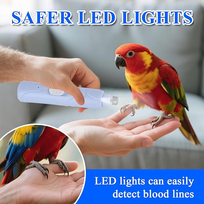 Bird Nail Grinder,Automated Bird Beak Grinder,3-in-1 Nail Care Kit with Nail Clippers and Nail File for Parrots, Budgies, Parakeets, Finches and Lovebirds, Hamsters, Rabbits