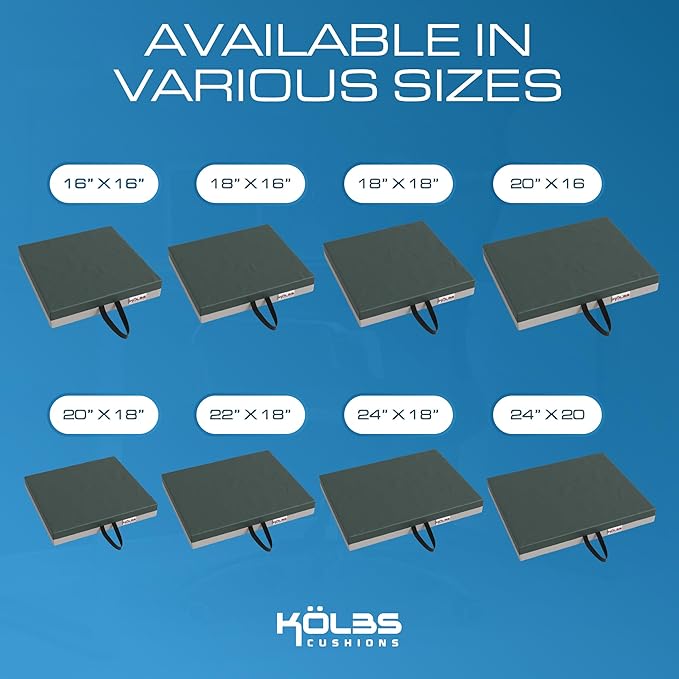 Kölbs Gel Extreme Wheelchair Cushions Seat Cushion, Coccyx, Sciatica & Tailbone Pain Relief Seating Pad Ideal for Office, Kitchen Wheelchairs and Auto, 20 x 18, 3 Inch Thick