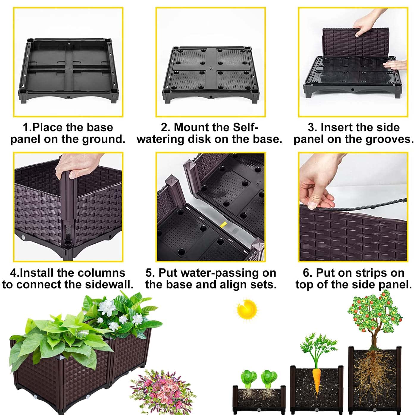 YSUEFIJO Raised Garden Bed for Vegetables, Elevated Planting Planter Box, Garden Planter Box Kit, Planters for Outdoor, Perfect to Grow Vegetables Herbs Flowers