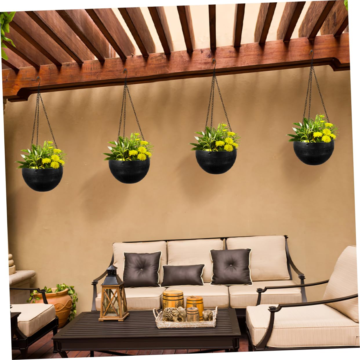 Homoyoyo Hanging Planters 2pcs Self Watering Green Pothos Plant Pot Plastic Chain for Indoor Plants Dec
