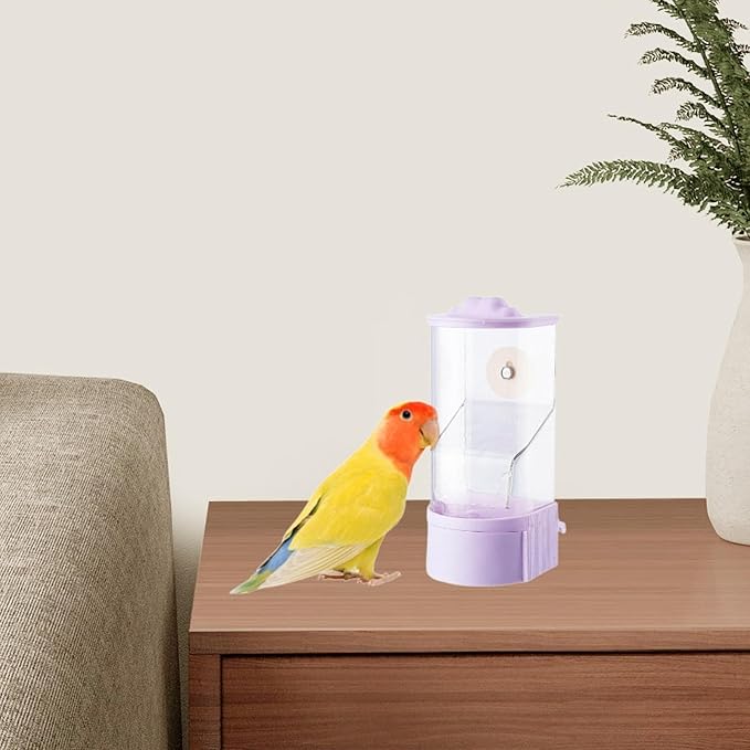 No Mess Bird Feeder Hanging Feeding Station Anti Splashing Parrot Foraging Feeder Food Container for Cockatiel Budgies Canary Pink(Purple)