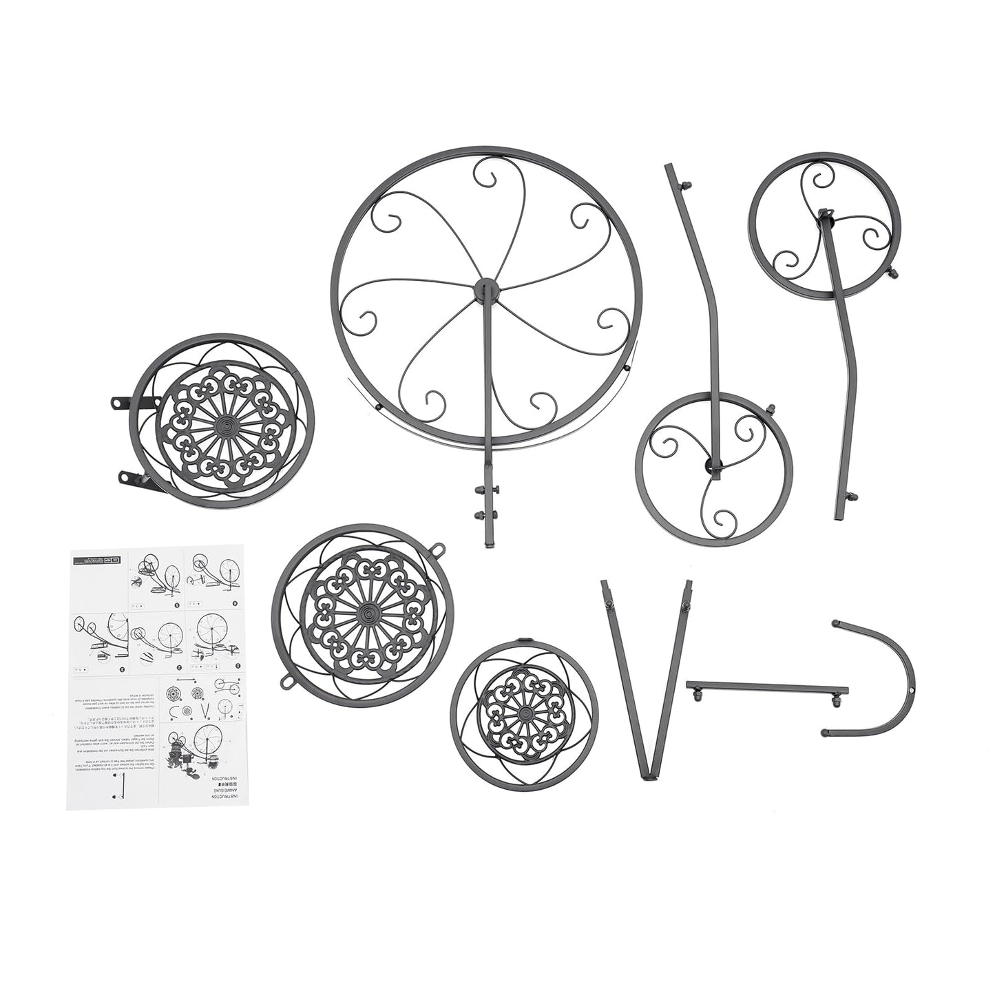 GAMIGIME Tricycle Plant Stand, Metal Bicycle Planter, Flower Pot Cart Holder with 3 Decorative Wheels, Modern Style Flower Pot Cart Holder for Home Decor Patio Garden Flower Shop (Black)