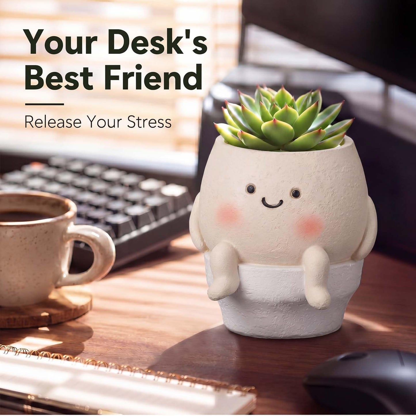 Patelai 2 Pcs Face Planter Pots Detachable Funny Toilet Planter Pot Cute Resin Smile Face Head Succulents Flower Planters Decor for Indoor Outdoor Home Office Gift Ideas