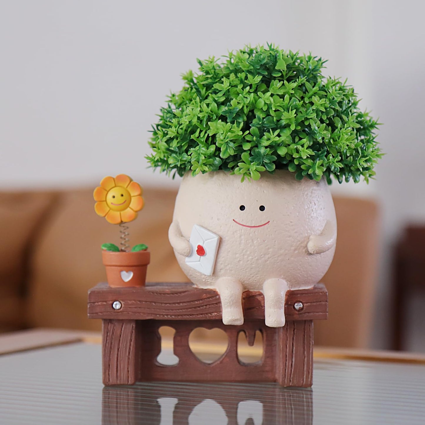 NINIPAPA Funny Face Flower Pots Cute Plant Pot Smiley Planter, Sunflower Pot for Indoor Plants, Unique Succulent Cactus Happy Head Planters, Plant Gifts for Mom Lover on Birthday Christmas 