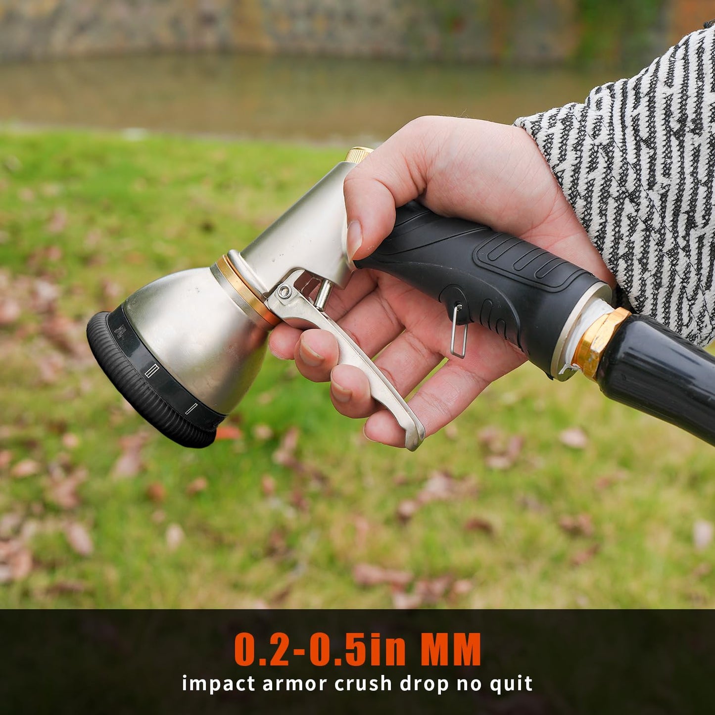Besiter Garden Nozzle Sprayer, High Pressure Metal Water Hose Sprayer with 9 Watering Patterns, Heavy Duty Sprayer for Washing Cars, Watering Plants, Cleaning Yard & Showering Pets (Orange)