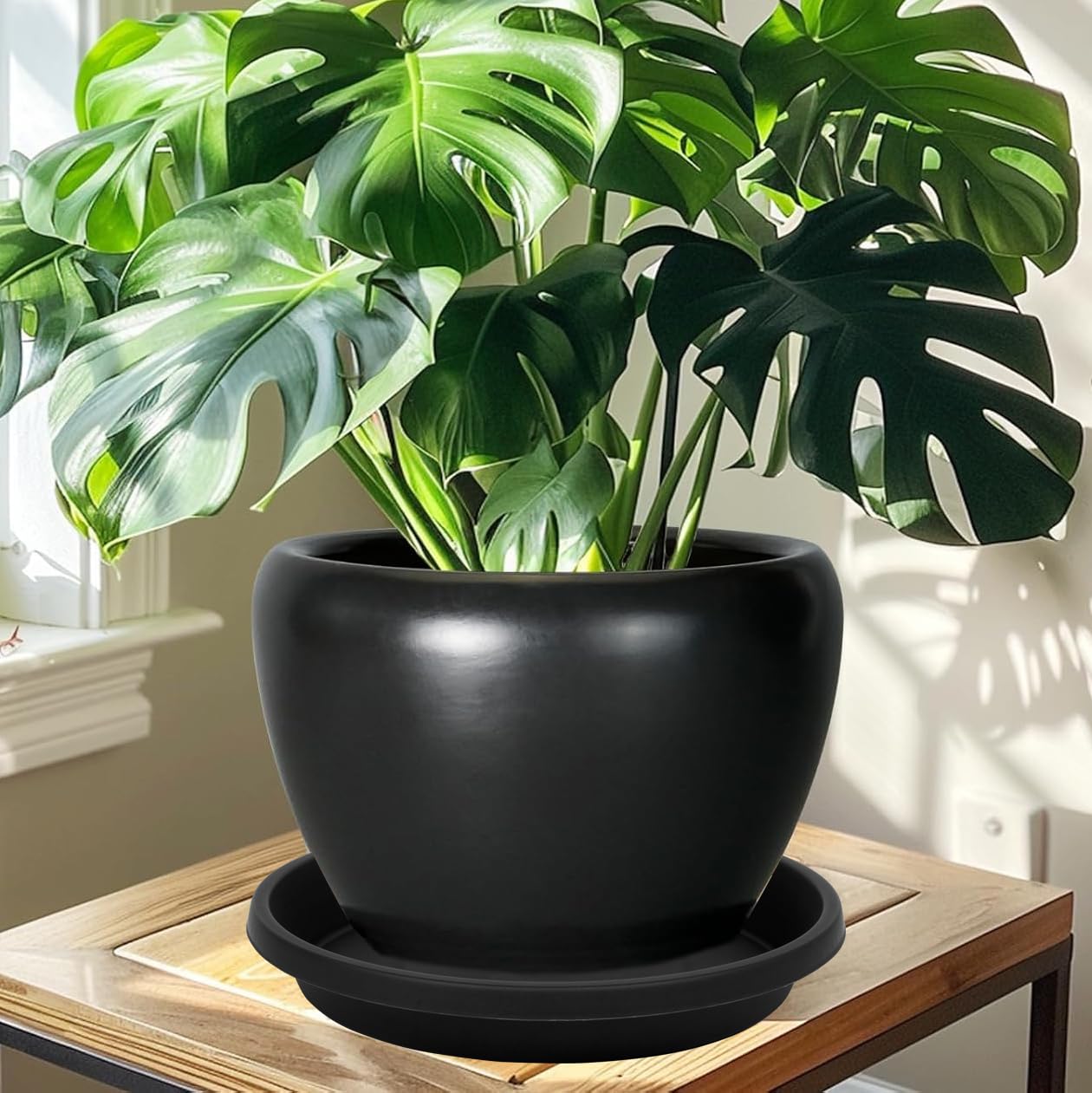 NIMYAU 2 Pack Plant Saucer 14 Inch, Durable Plant Trays for Pots, Plant Drip Trays, Plant Water Catcher Tray for Plants, Plastic Plant Saucers for Indoors no Holes