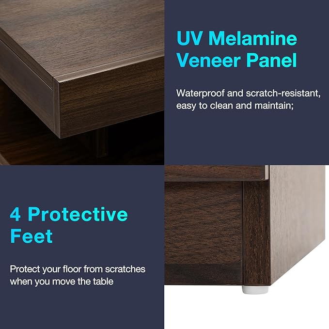 HOMMPA Open Shelf LED Nightstand