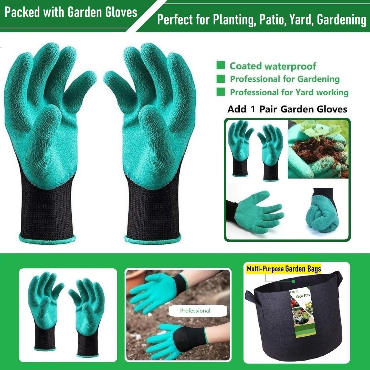 200 Gallon Big Raised Garden Bed Bag (50x24 inch) Large Plant Grow Bag for Tomato,Potato Planter,Herbs Veggies Planter,Flower Bed,Plant Container,Yard Waste,Lawn Debris,Leaf Bag with Gardening Gloves