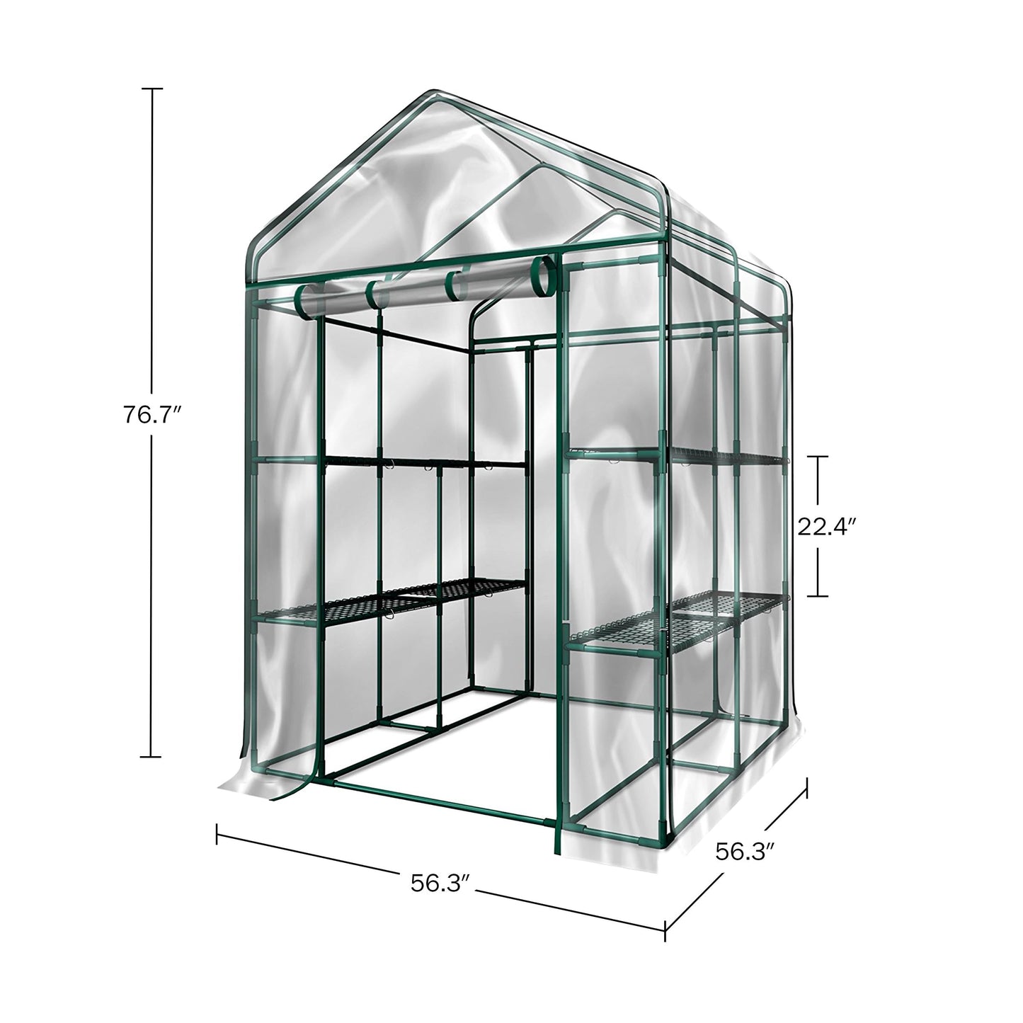 Greenhouse - Walk in Greenhouse with 8 Sturdy Shelves and PVC Cover for Indoor or Outdoor Use - 56 x 56 x 76-Inch Green House by Pure Garden