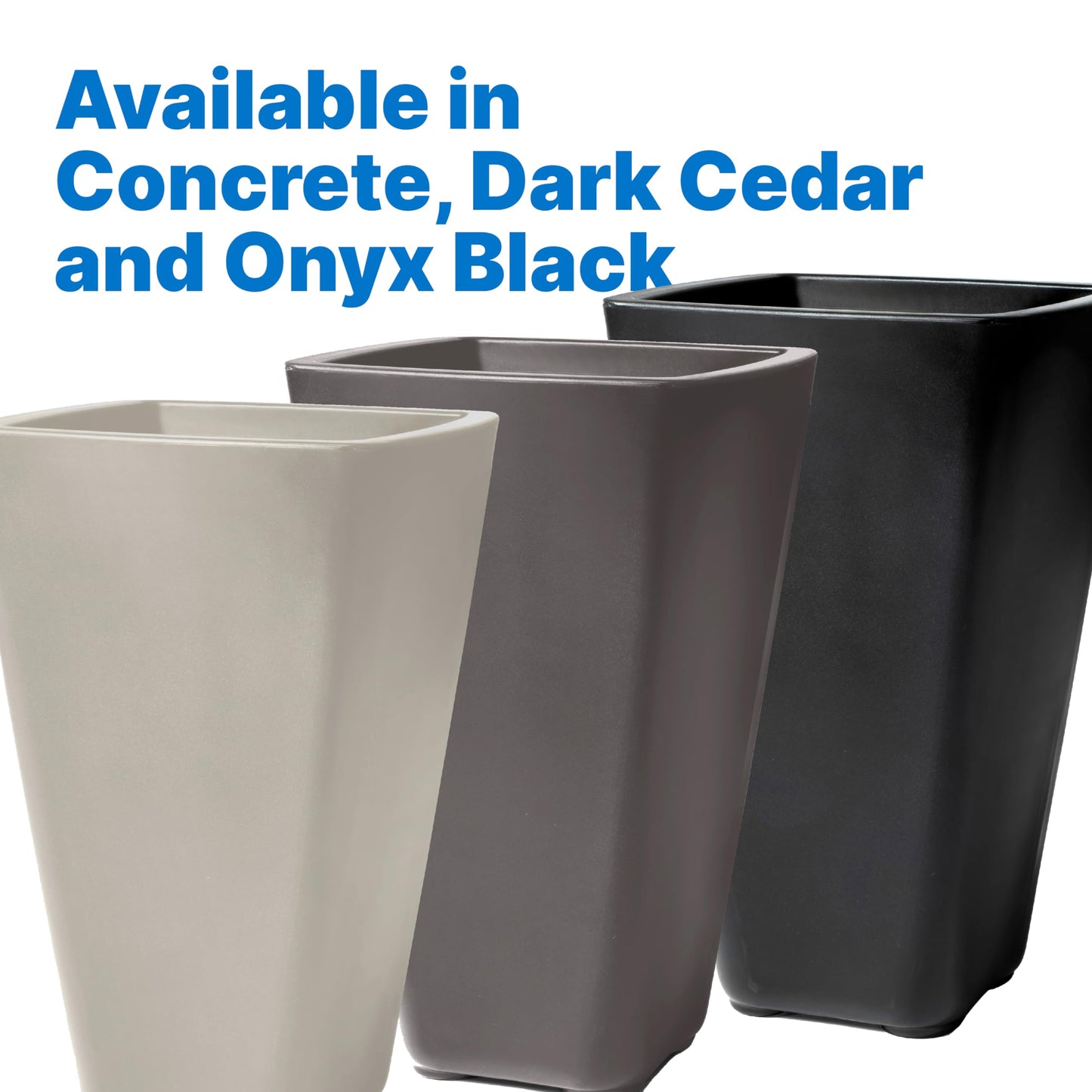 Step2 Bridgeview Tall Square Planter, Large Planters for Outdoor Plants, Gardening and Flower Pot for Patio or Porch, Efficient Drainage, Durable Plastic, Concrete, 2-Pack