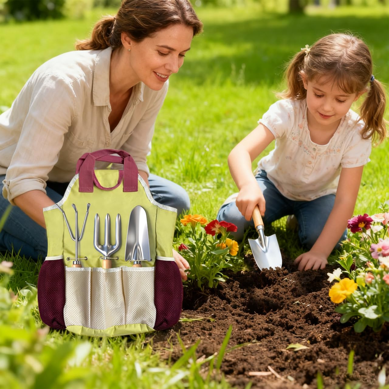 10-Piece Premium Gardening Tool Set—Includes A Moisture Meter, Heavy-Duty Rust-Resistant Stainless Steel Tools with A Storage Carry Bag. The Perfect Gardening Gift for Both Men and Women (Pink)