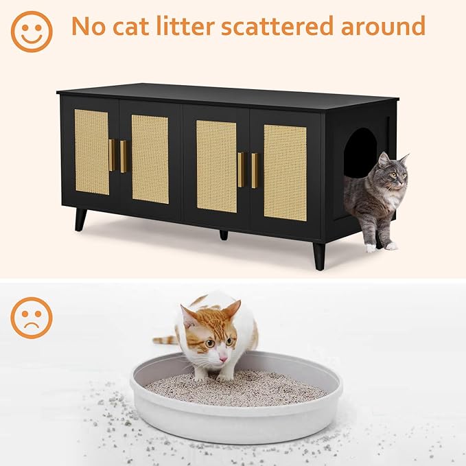 Homhedy Boho Cat Litter Box Enclosure
