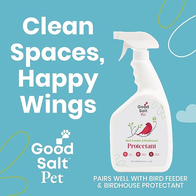 Good Salt Pet Bird Feeder & Birdhouse Cleaner, Natural Bird-Friendly Spray Formula, Made in the USA, 32 Ounce Bottle, 2-Pack