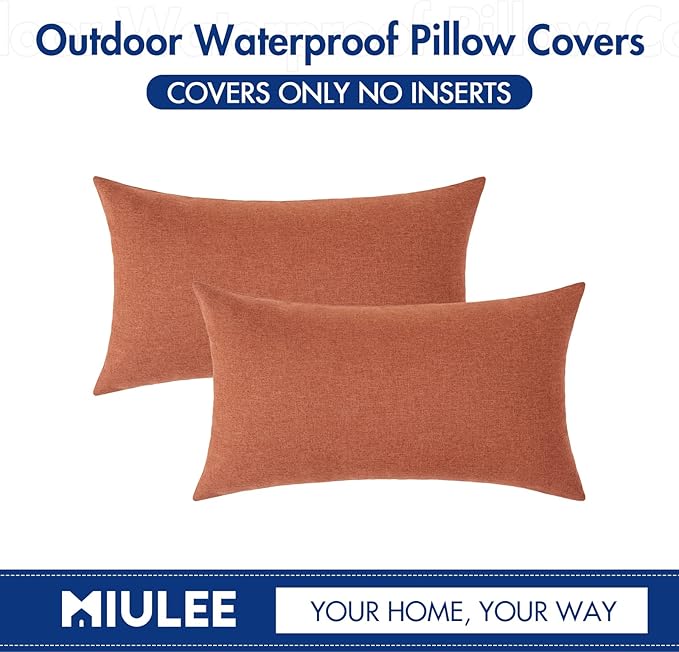 MIULEE Pack of 2 Decorative Outdoor Solid Waterproof Throw Pillow Covers Spring