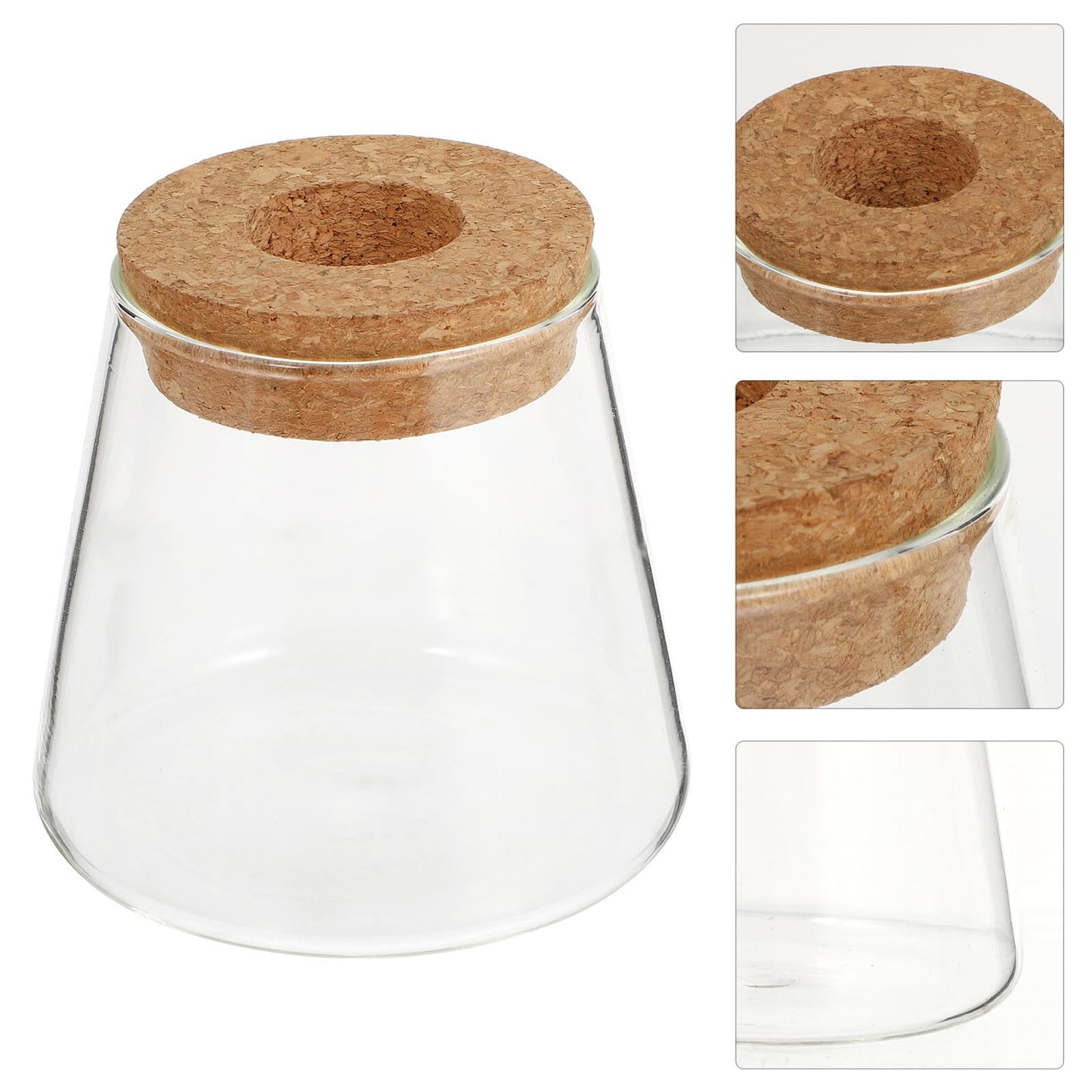 BESPORTBLE 2pcs Hydroponic Glass Vases 400ml with Cork Lid 6.5cm Opening Diameter Desktop Plant Terrariums for Hydroponics and Garden Decoration