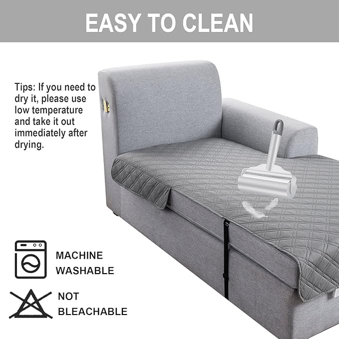 Genina L Shape Couch Cover, Sectional Couch Chaise Covers, Waterproof Washable
