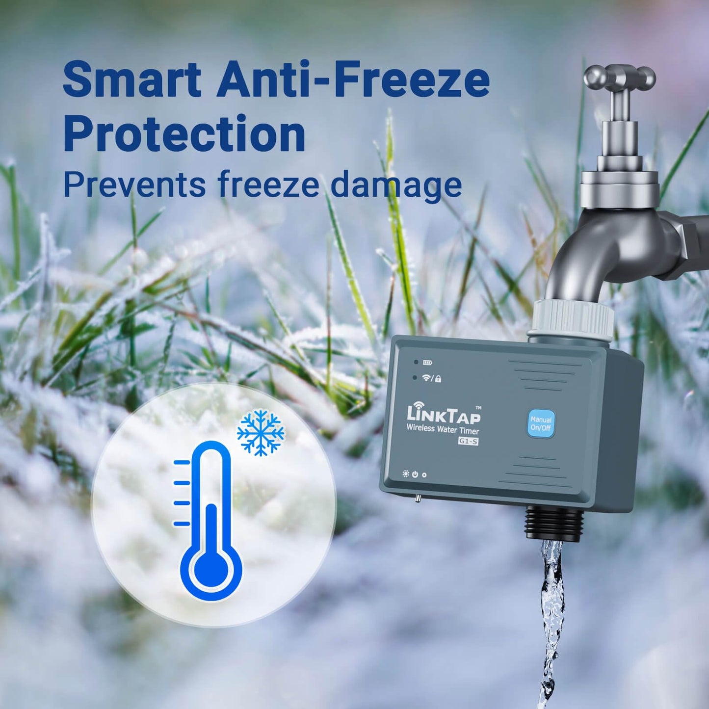 LinkTap G1S Wireless Water Timer & Gateway - Smart Sprinkler Timer with App, Remote Irrigation for Garden, Weather Aware, Greater Range Than WiFi, Anti-Freeze Protection, 2 Year Battery Life, IP66