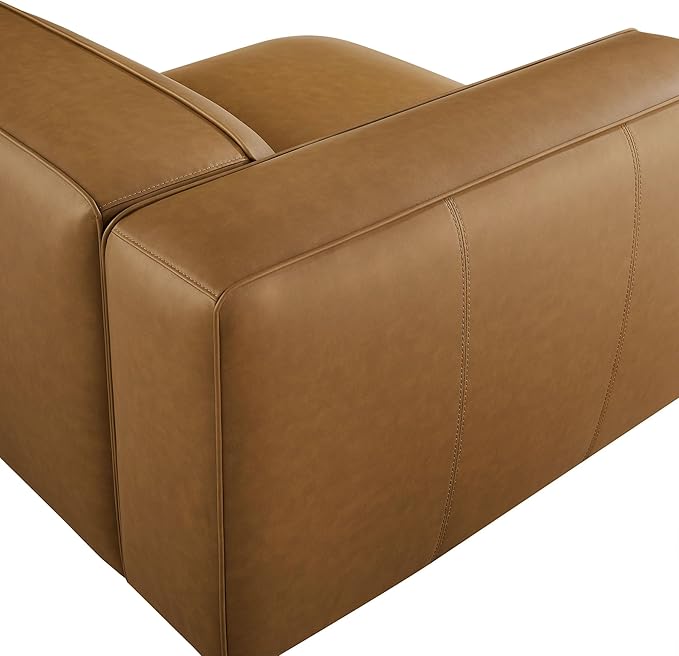 Modway Auren Vegan Leather Left Modular Armchair in Camel