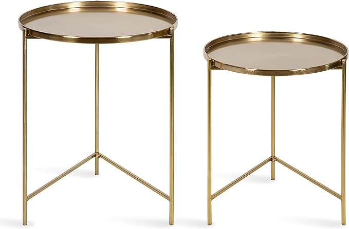 Kate and Laurel Ulani Modern Nesting Side Table; Set of 2; Gold; Sophisticated