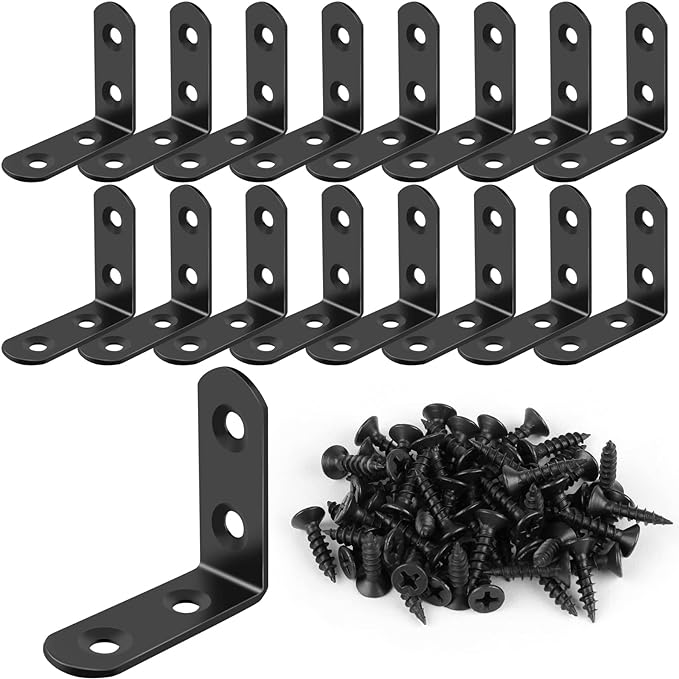 16 Pcs L Bracket Stainless Steel Corner Brace Sets, 90 Degree Right Angle