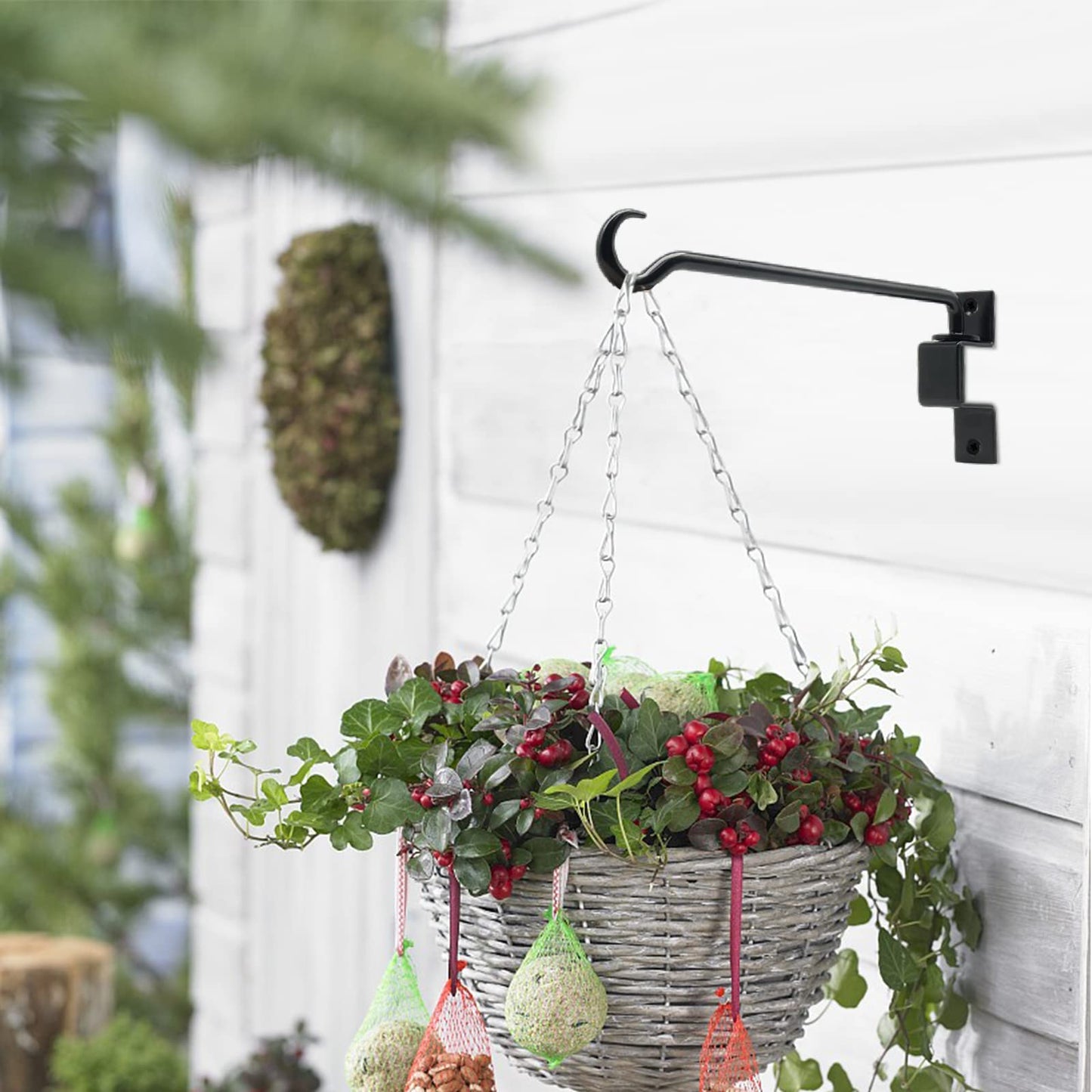 12 inch 2 Pack Swivel Plant Hangers Outdoor Heavy Duty - Black Iron Plant Hanging Hook Bracket for Flowers Baskets Pots Bird Feeder Lanterns Wind Chimes