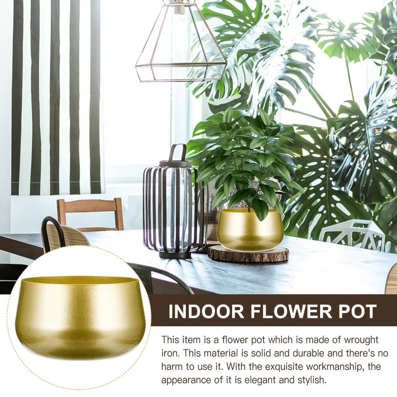 Toddmomy Flowerpot Metal Plant Pot Gold Plant Pots Indoor Flower Pot Gold Planter Metal Pot Planter Modern Decorative Flower Pots Gold Flower Vase Home Decor Handmade Pot Wrought Iron Brass