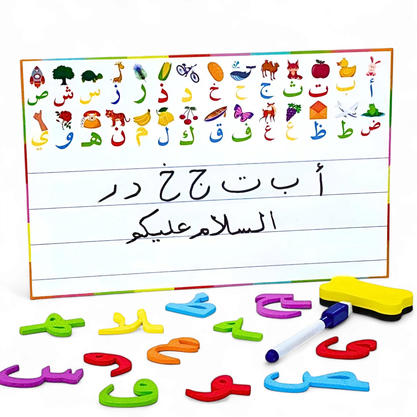 Arabic Magnetic Letters Kit ā 378 Pcs Educational Alphabet Learning Set with Dry-Erase Board, Arabic Flash Cards, Markers & Eraser ā Montessori Toy for Kids, Toddlers & Teachers