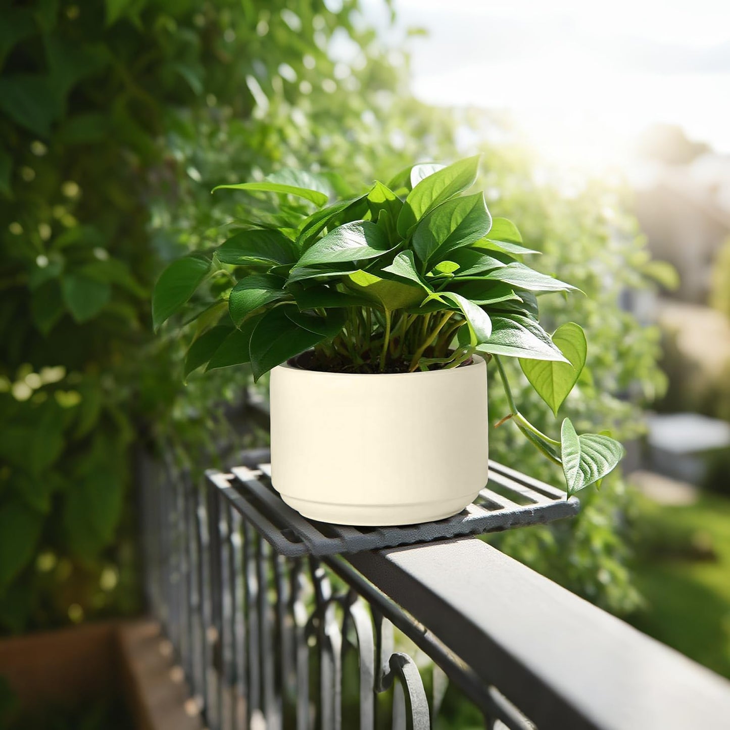 OXART Ceramic Pots for Plants, 10+8.4+7 inch Plant Pots Set of 3, Planters for Indoor Plants with Drainage, Modern Home Garden Flower Pots for Succulent, Pothos, Snake Plant and Money Tree, Yellow