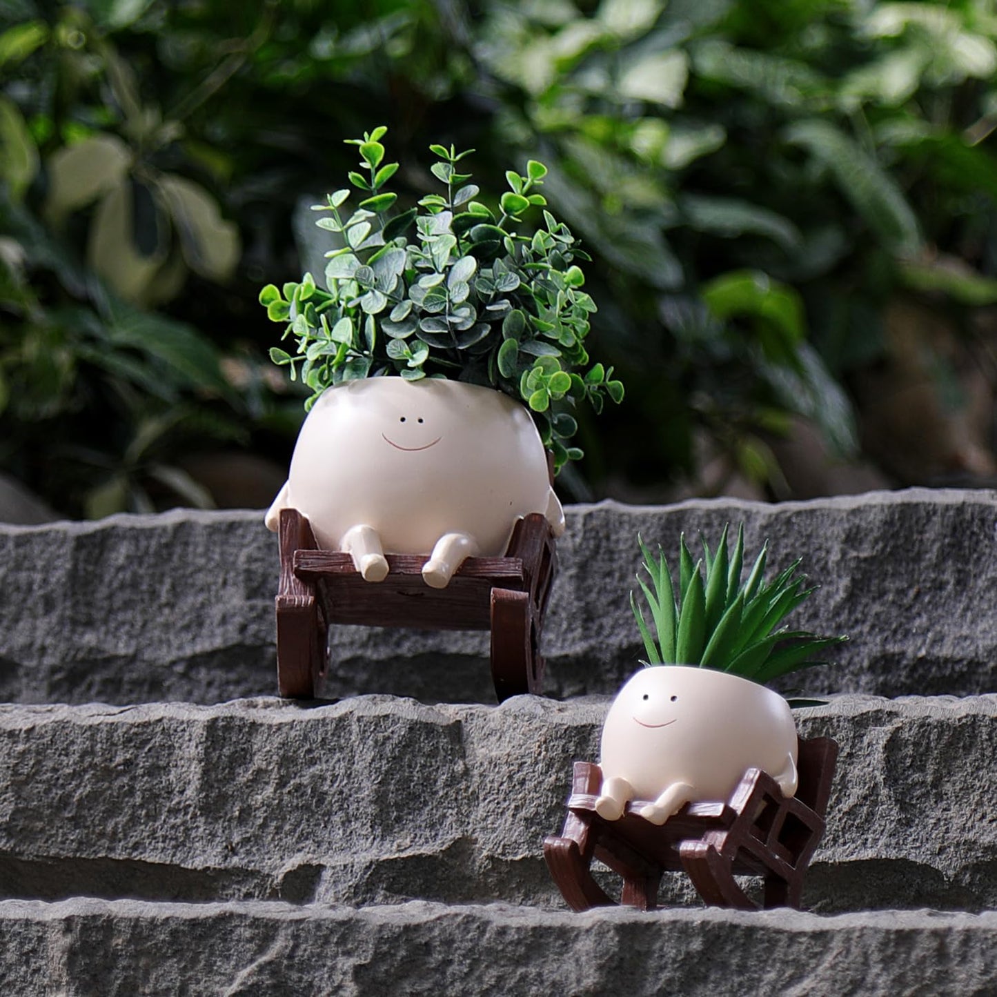NINIPAPA Cute Plant Pots Smiley Face Planter Funny Flower Pot, Rocking Chair Large Face Pot for Indoor Plants, Unique Head Planters Plant Lover Gifts on Mother's Day Birthday