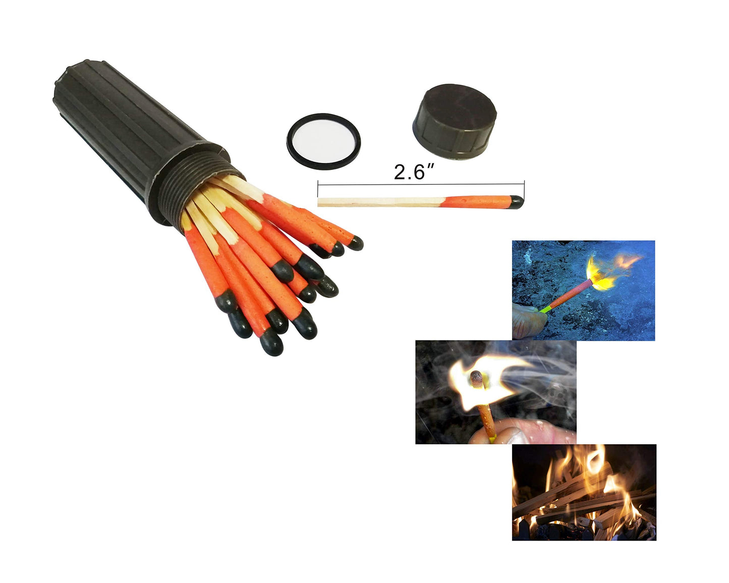 Fire Starter Kit β 6 Magnesium Shaving Packs + Waterproof Windproof Matches in Metal Tin β Emergency Fire Making Kit for Camping, Hiking, Survival, Prepping (Mg + Matches)