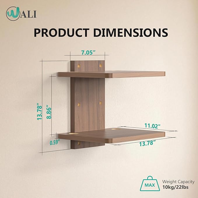 WALI Floating TV Shelf, 2 Tier Projector Shelf