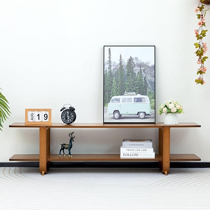 HollyHOME Bamboo TV Stand with Storage