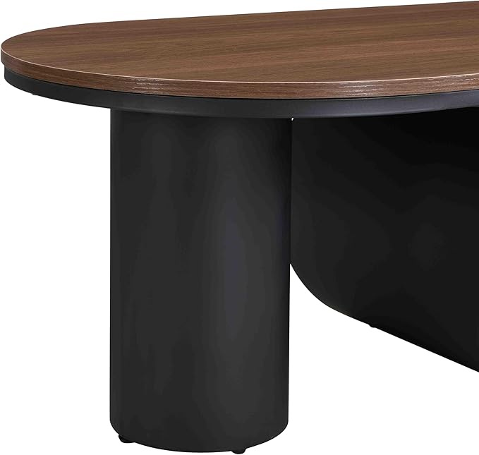 Modern Oval Coffee Table, 47.24" Brown Wood Top Coffee Table