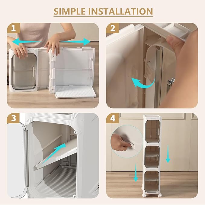 3-Tier Tall Narrow Storage Cabinet, Slim Bathroom Storage Cabinet