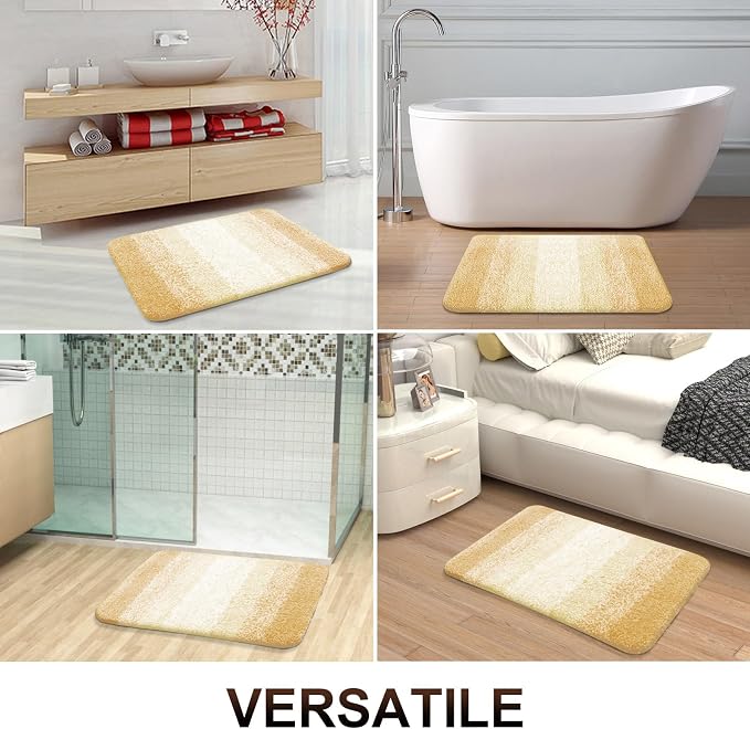 OLANLY Bathroom Runner Rugs Mat 44x24, Extra Soft Absorbent Microfiber Bath Rug, Rubber Backing, Quick Dry, Washable Long Bath Mats for Bathroom, Tub and Shower, Home Decor Accessories, Light Yellow