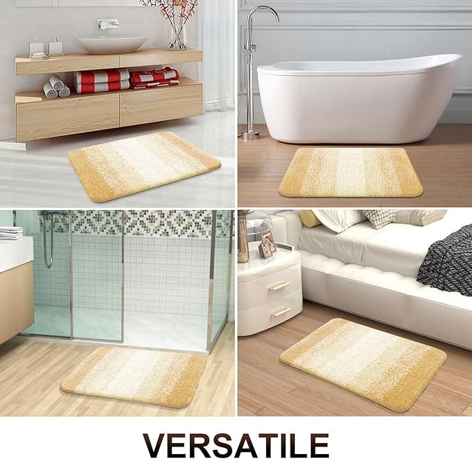 OLANLY Bathroom Runner Rugs Mat 70x24, Extra Soft Absorbent Microfiber Bath Rug, Rubber Backing, Quick Dry, Washable Long Bath Mats for Bathroom, Tub and Shower, Home Decor Accessories, Light Yellow