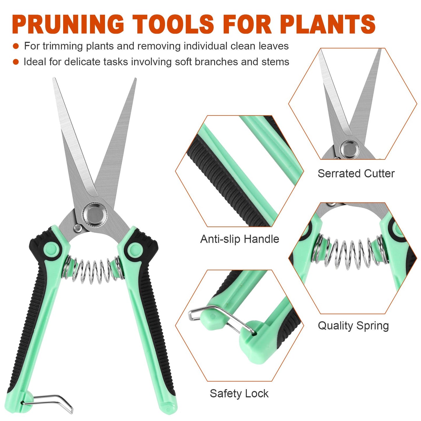 4 Pack Garden Shears Scissors,Pruning Shears, pruning shears for gardening Stainless Steel Blades, Gardening Clippers Hand Pruner With a Gardening Gloves((Red Yellow Blue Orange)