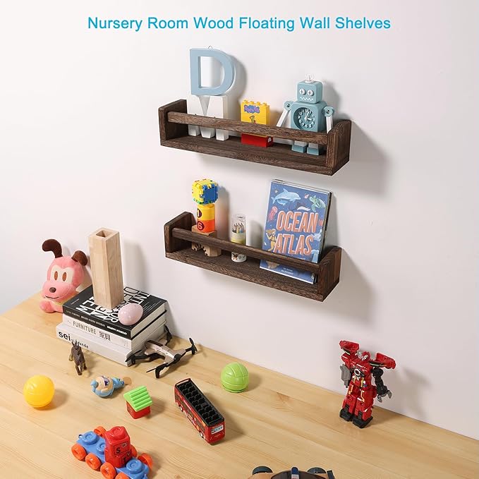 JORIKCHUO Nursery Book Shelves, Kitchen Spice Rack, or Rustic Wall Mounted