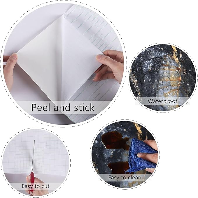 Black/Purple Marble Contact Paper
