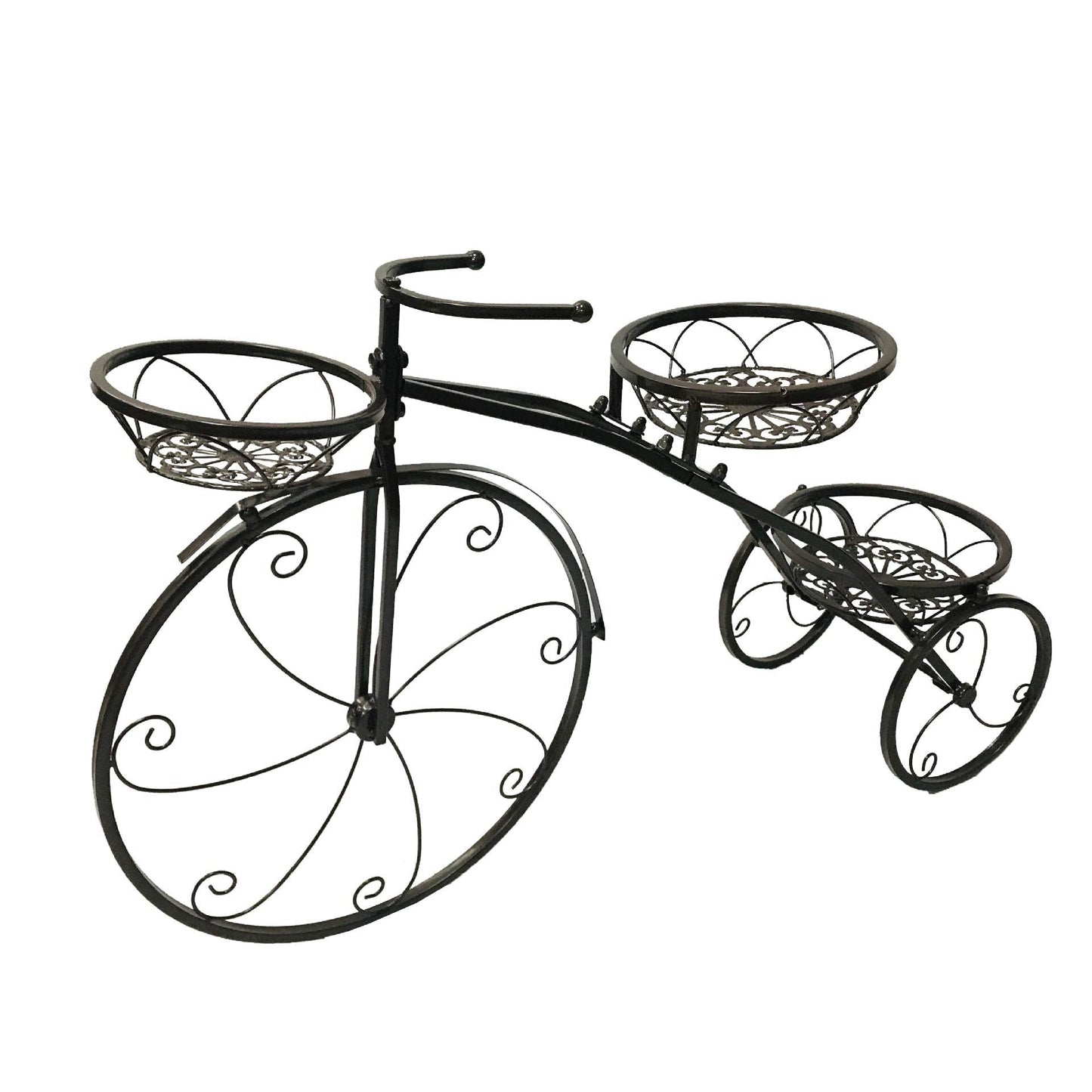 FURUIM2024M Flower Stand Metal Bicycle Style Plant Stand with 3 Tier Shelves Plant Pot Holder Patio Flower Basket Storage Rack Nordic Garden Decoration Plant Shelves(4)