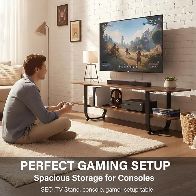 Tiita Bamboo TV Stand with Storage